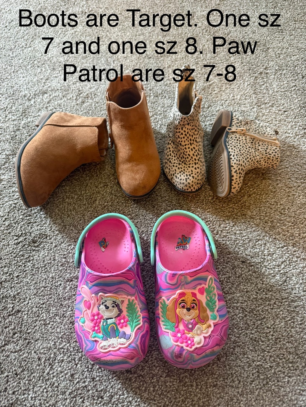 Paw Patrol Kids Pink & Teal Slip-On Clogs and boots sz 7/8